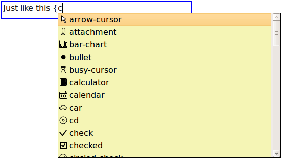 Icon auto-completion