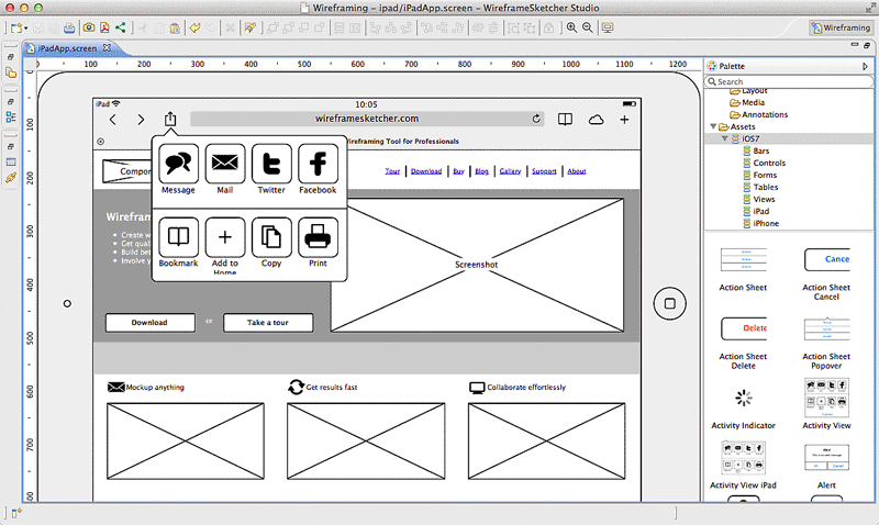 Create iPad wireframes, mockups, prototypes