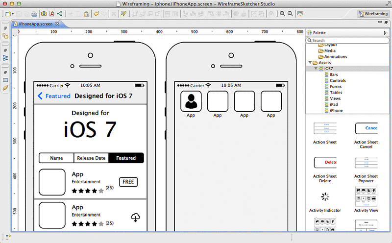 Create iPhone wireframes, mockups, prototypes